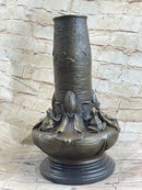 Bronze Vase w/ Frogs on Lilly Pads Signed Jean Bunand
