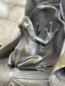 Bronze Vase w/ Frogs on Lilly Pads Signed Jean Bunand
