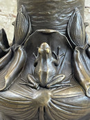 Bronze Vase w/ Frogs on Lilly Pads Signed Jean Bunand