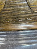 Bronze Vase w/ Frogs on Lilly Pads Signed Jean Bunand
