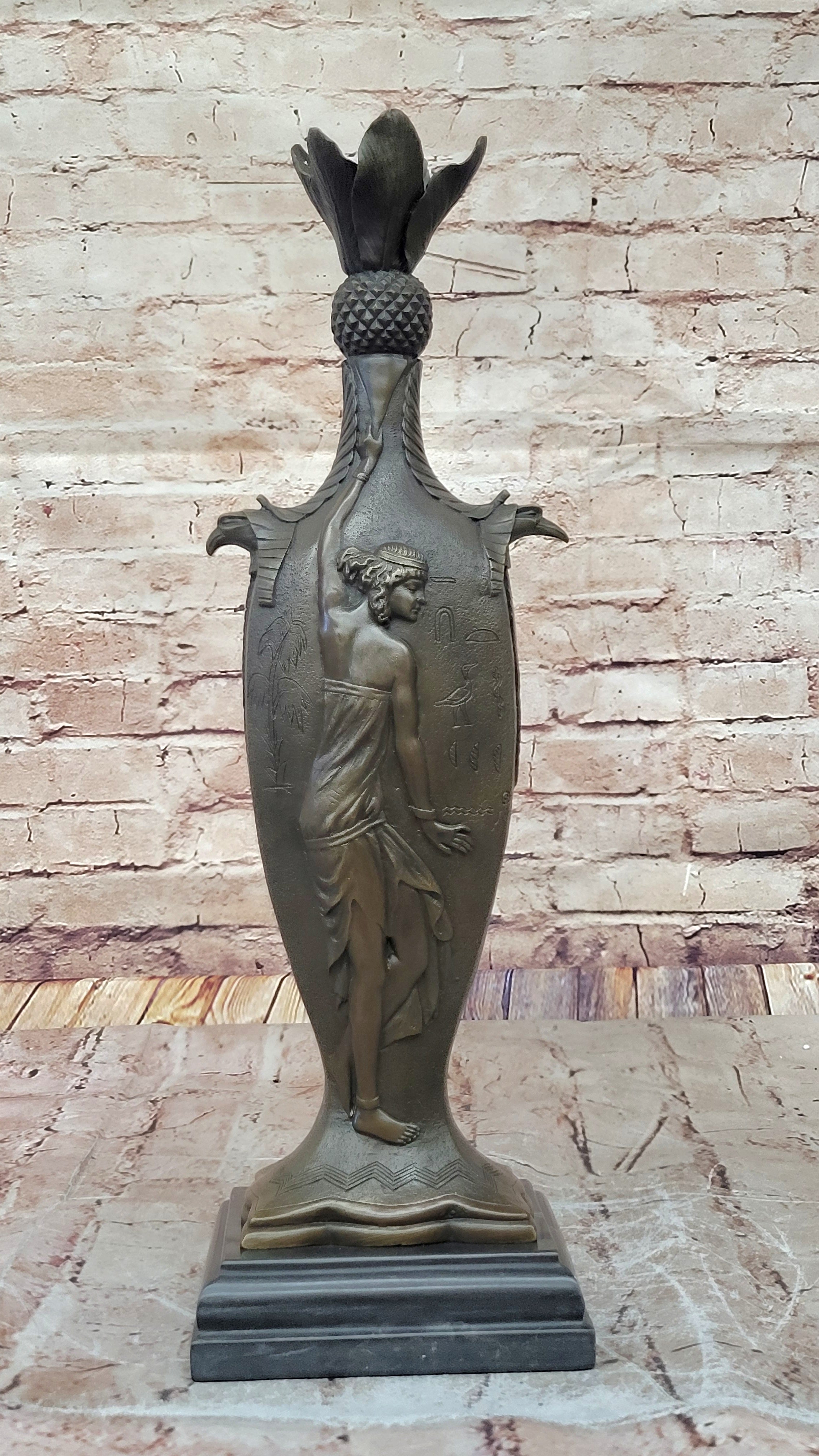 Egyptian Figurative Nude Bronze Sculpture Antique Vintage Style Art