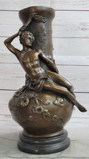 Figurative Nude Male Antique Vintage Style Vase on Marble Base