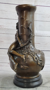 Figurative Nude Male Antique Vintage Style Vase on Marble Base