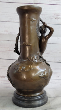 Figurative Nude Male Antique Vintage Style Vase on Marble Base