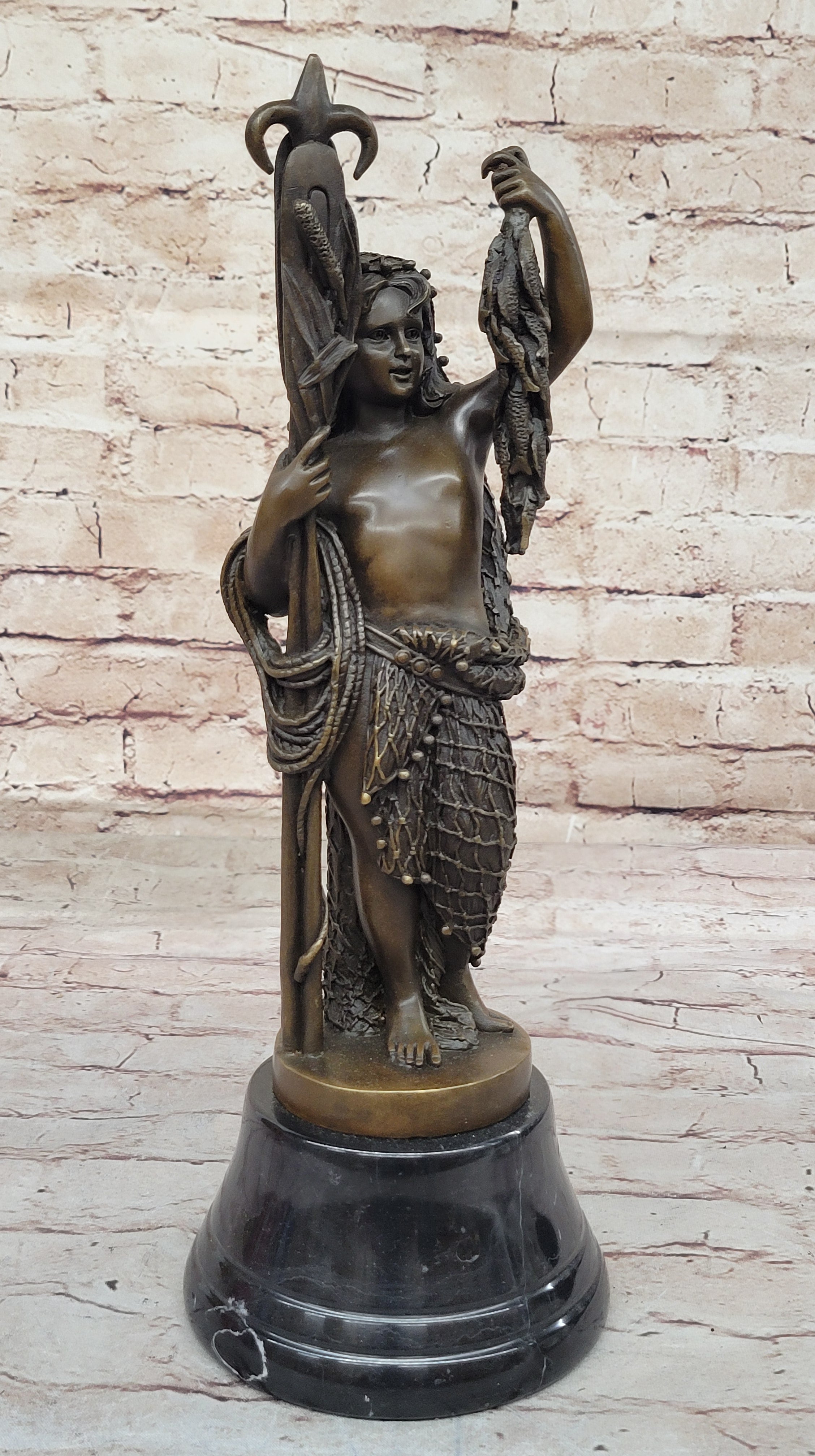 Bronze Sculpture of Young Fisherman Boy by Carrier-Belleuse
