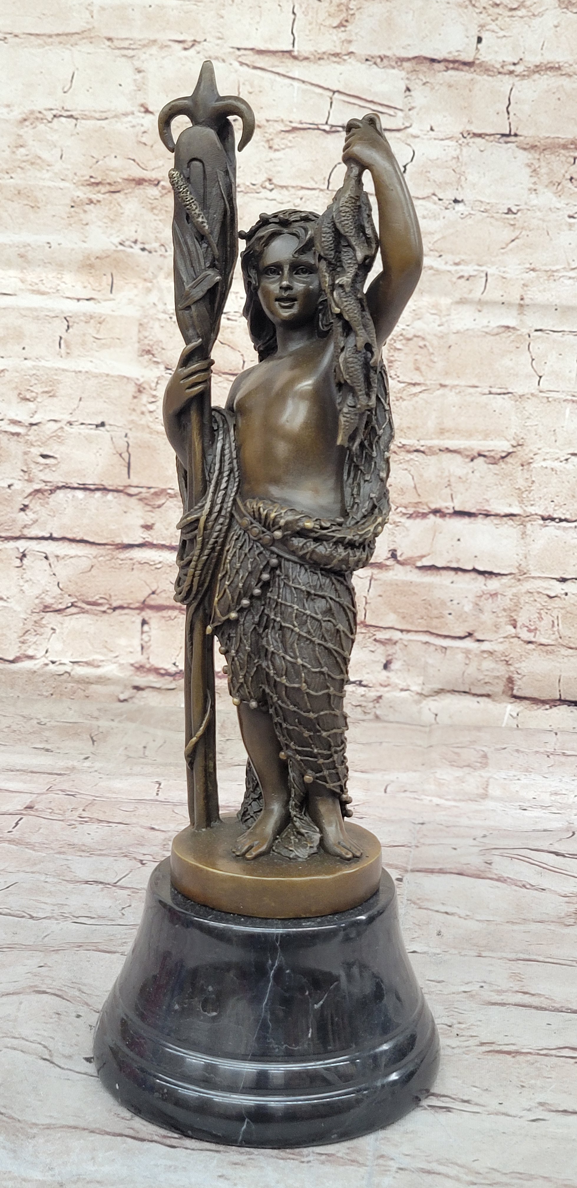 Bronze Sculpture of Young Fisherman Boy by Carrier-Belleuse