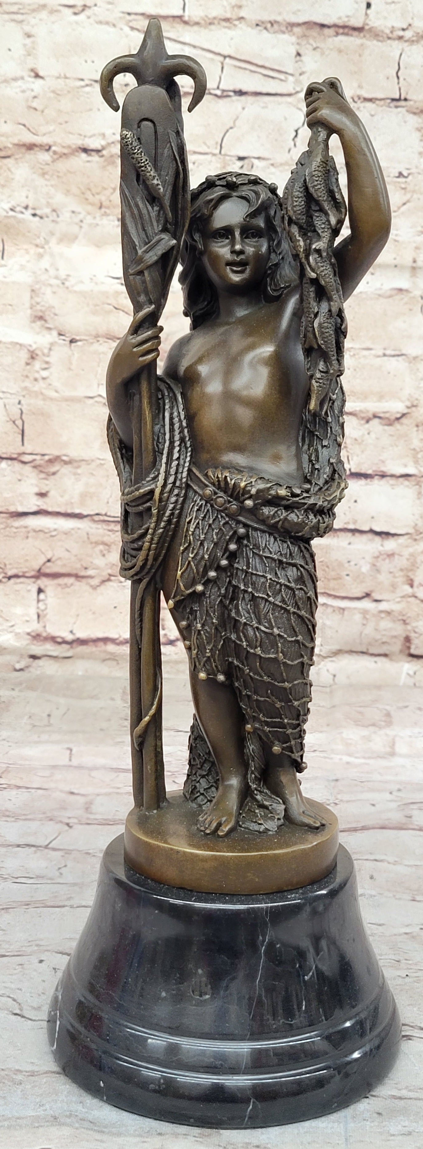 Bronze Sculpture of Young Fisherman Boy by Carrier-Belleuse