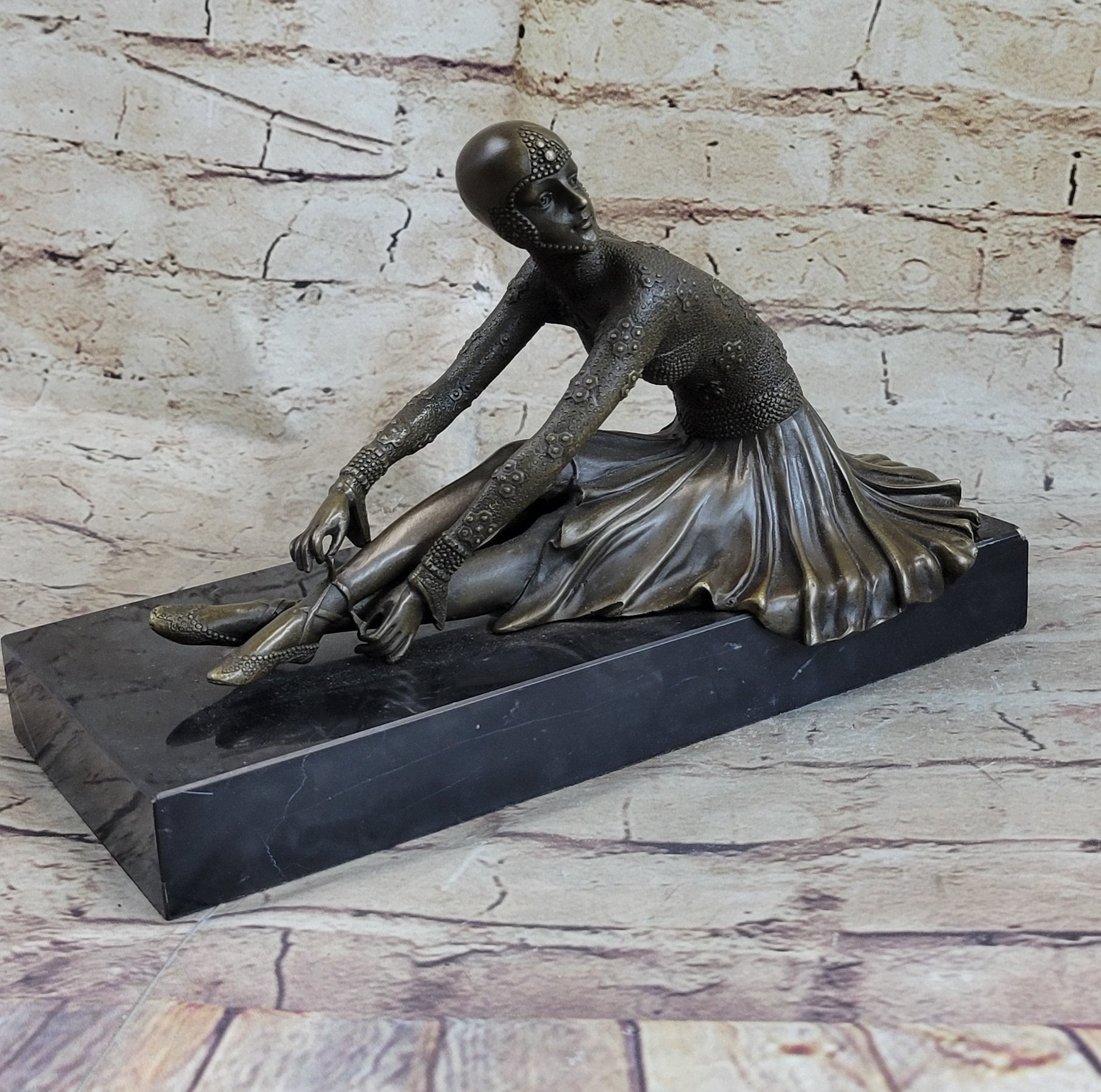 Signed Milo Art Lost Wax Sitting Dancer Bronze Sculpture