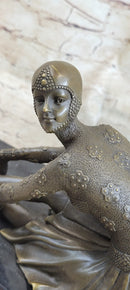 Signed Milo Art Lost Wax Sitting Dancer Bronze Sculpture