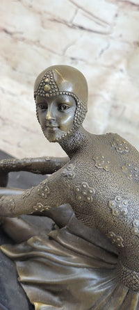 Signed Milo Art Lost Wax Sitting Dancer Bronze Sculpture