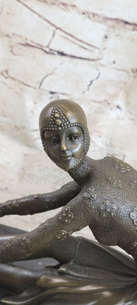 Signed Milo Art Lost Wax Sitting Dancer Bronze Sculpture