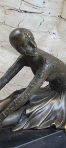 Signed Milo Art Lost Wax Sitting Dancer Bronze Sculpture