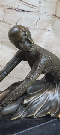 Signed Milo Art Lost Wax Sitting Dancer Bronze Sculpture
