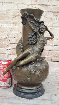 Sexy Semi Woman Vase Centerpiece Bronze Sculpture
