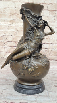 Sexy Semi Woman Vase Centerpiece Bronze Sculpture