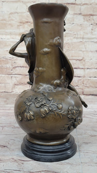 Sexy Semi Woman Vase Centerpiece Bronze Sculpture