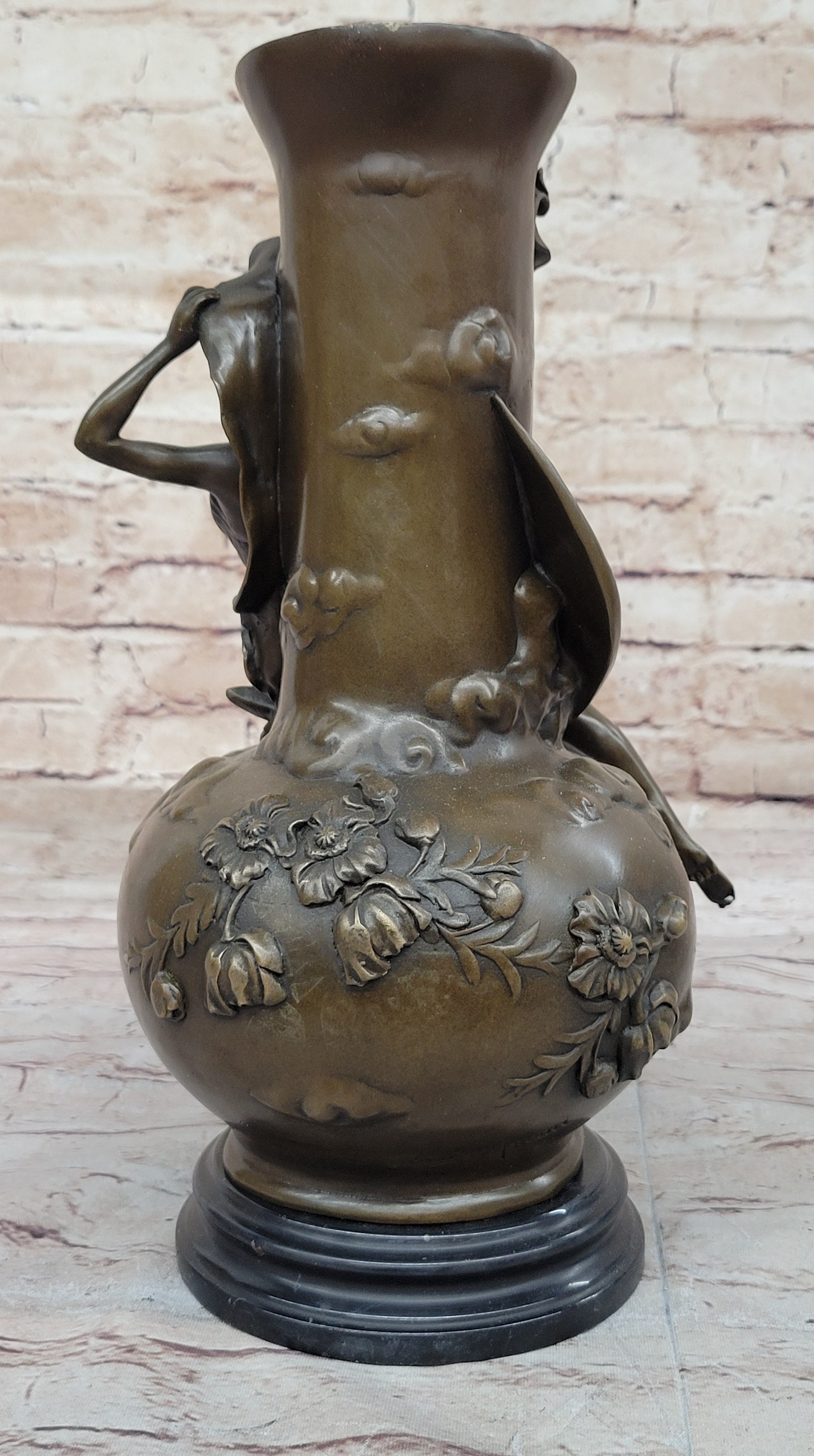 Sexy Semi Woman Vase Centerpiece Bronze Sculpture