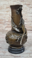 Sexy Semi Woman Vase Centerpiece Bronze Sculpture