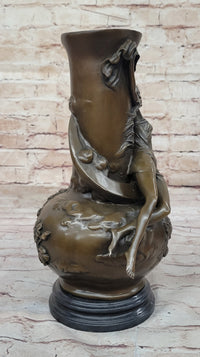 Sexy Semi Woman Vase Centerpiece Bronze Sculpture
