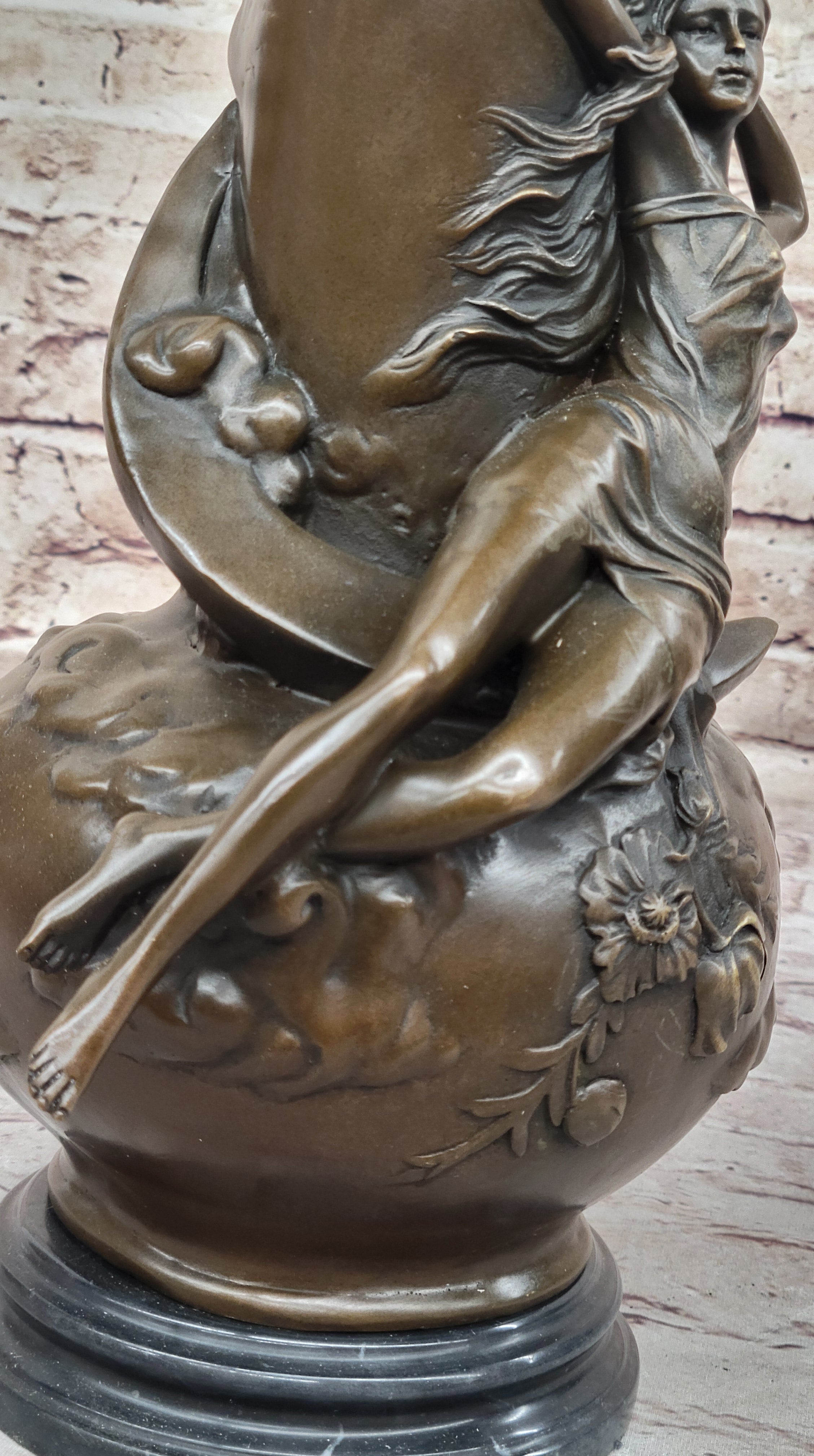 Sexy Semi Woman Vase Centerpiece Bronze Sculpture