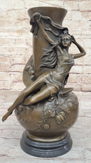 Sexy Semi Woman Vase Centerpiece Bronze Sculpture