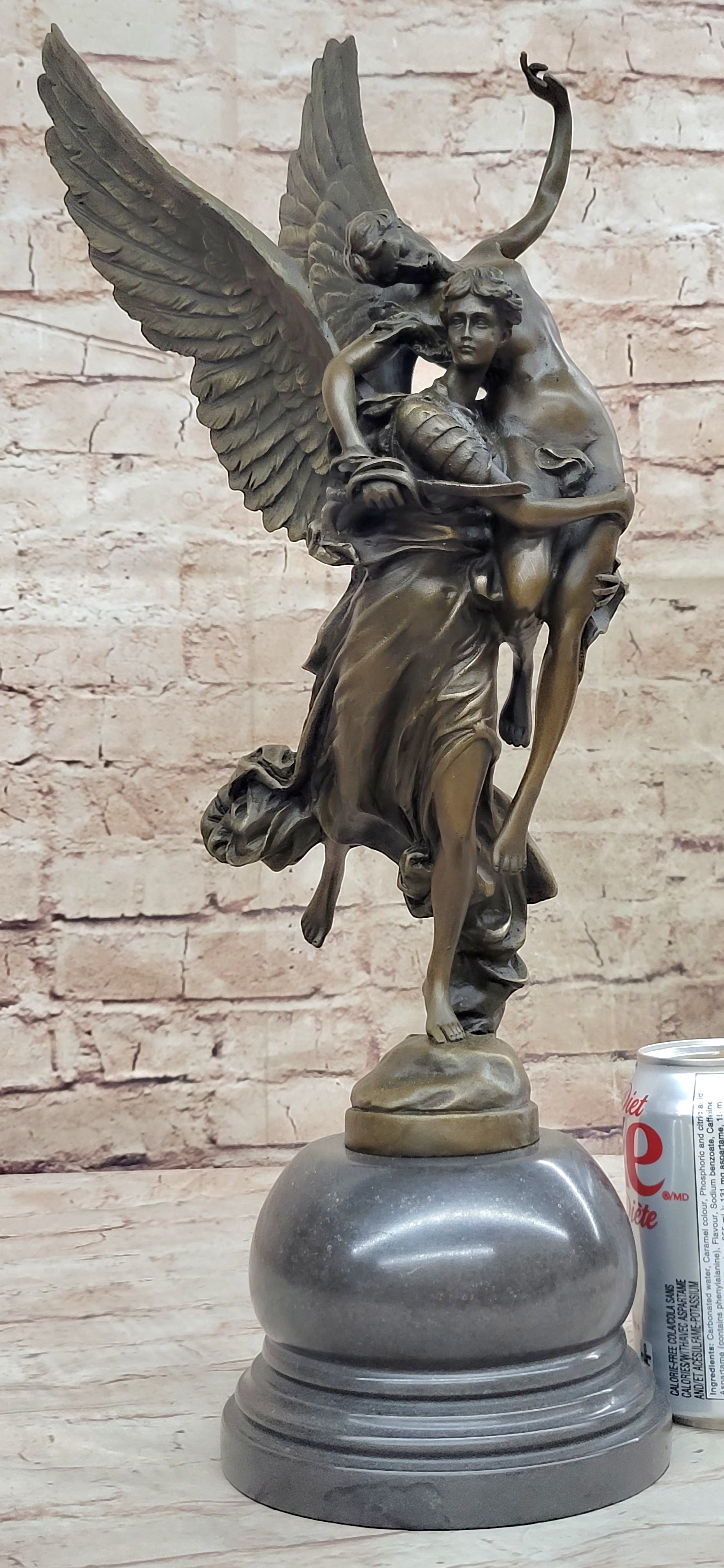 Gloria Victis Bronze Sculpture of Angel Carrying Man Away