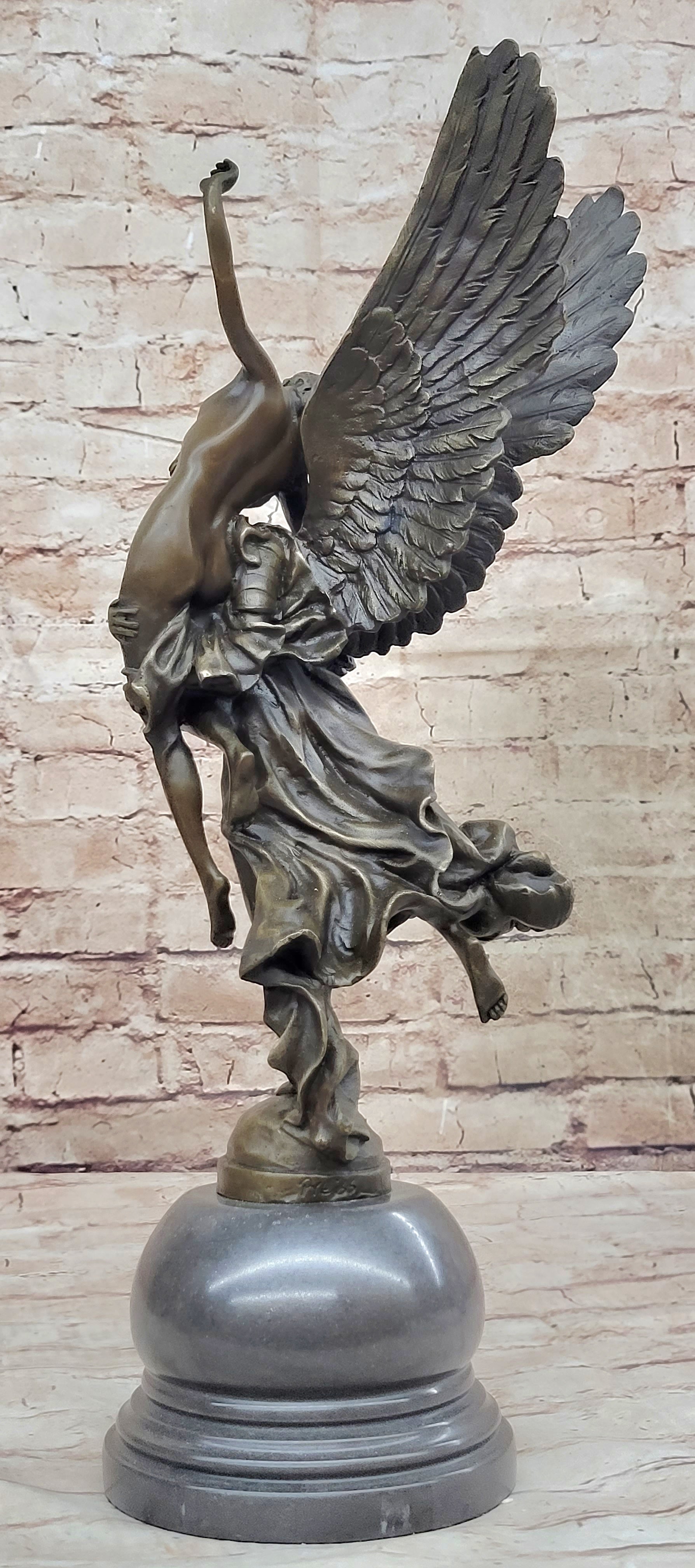 Gloria Victis Bronze Sculpture of Angel Carrying Man Away