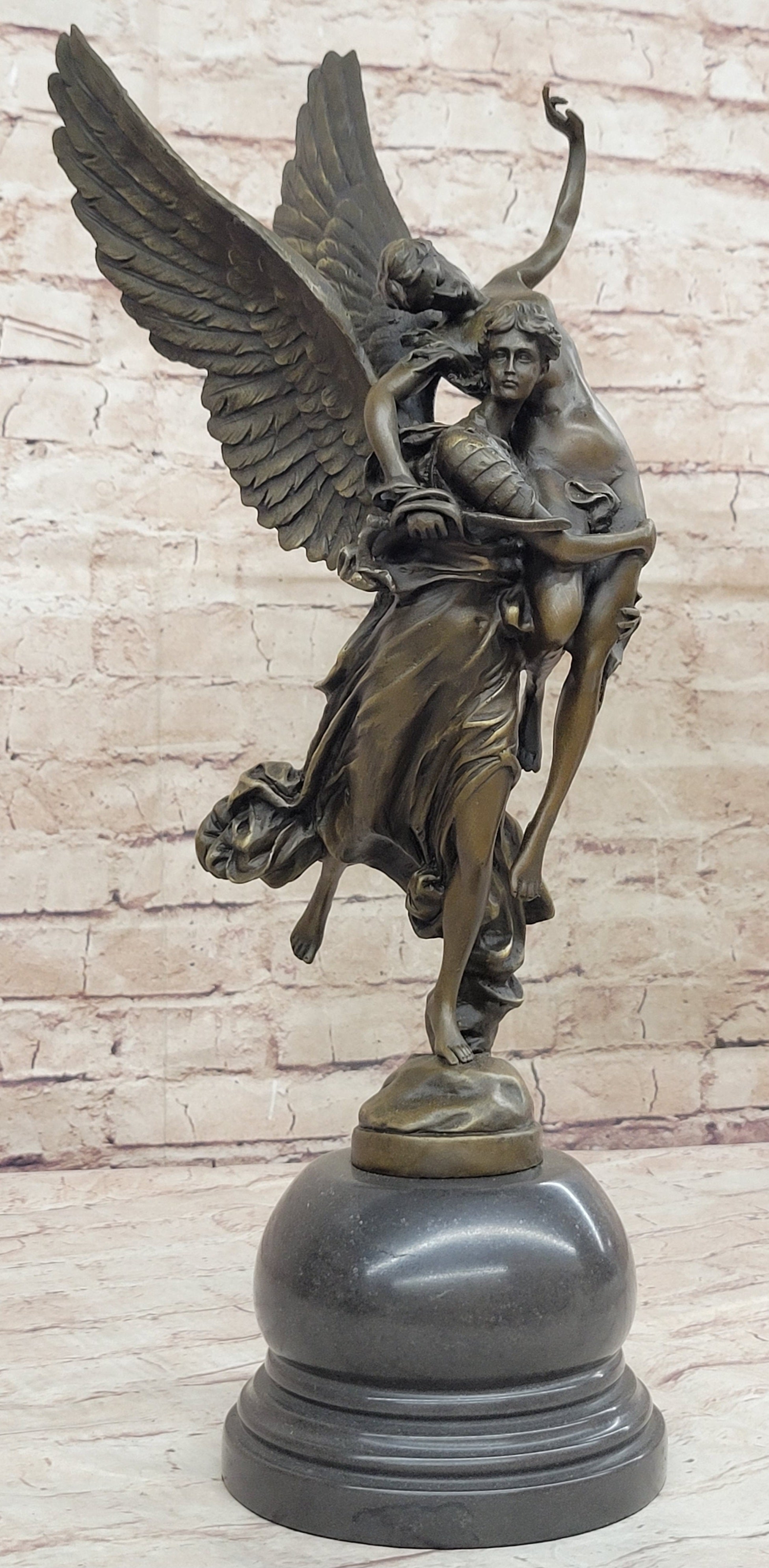 Gloria Victis Bronze Sculpture of Angel Carrying Man Away