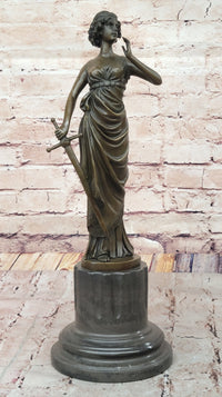 Bronze Lady Justice Sculpture with Sword and Draped Robe