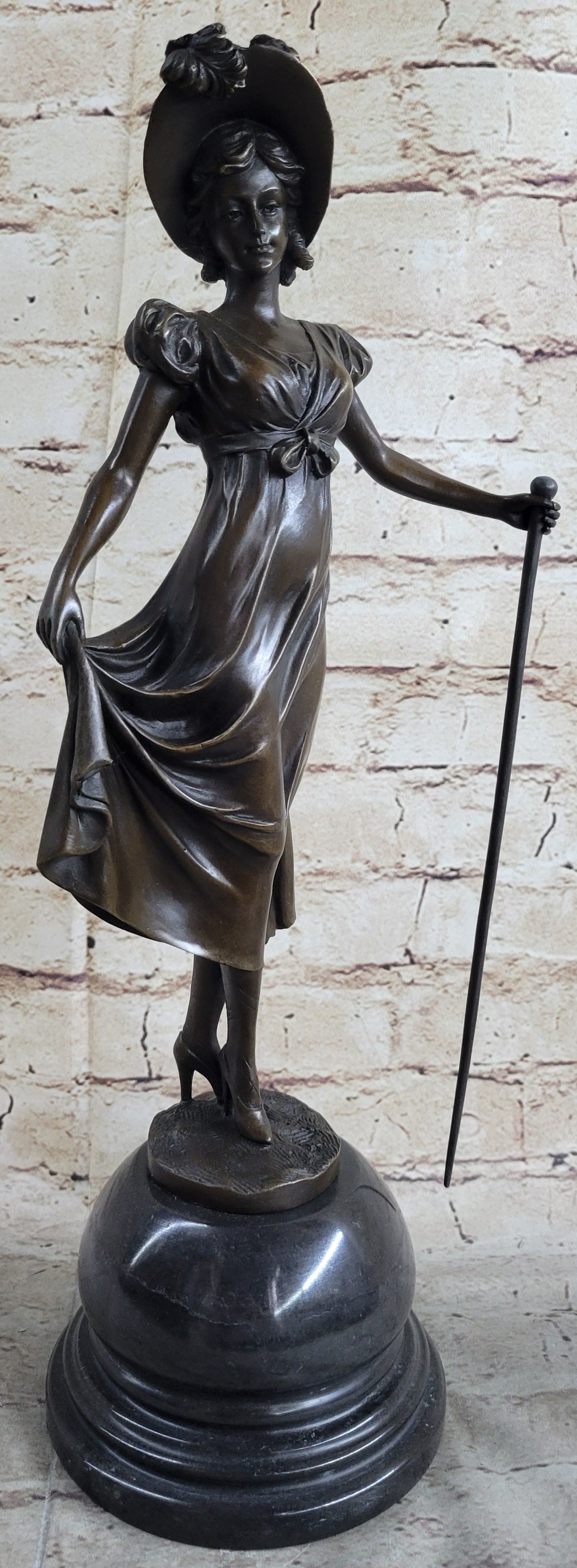 Little Bo Peep Bronze Sculpture Female Figure 17" x 7"