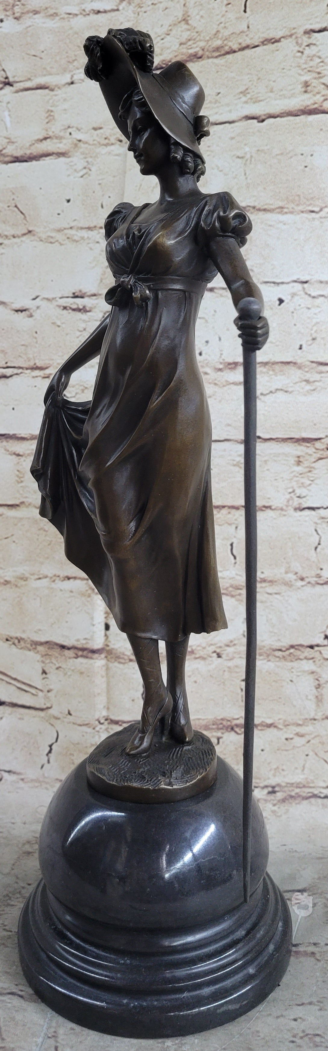 Little Bo Peep Bronze Sculpture Female Figure 17" x 7"