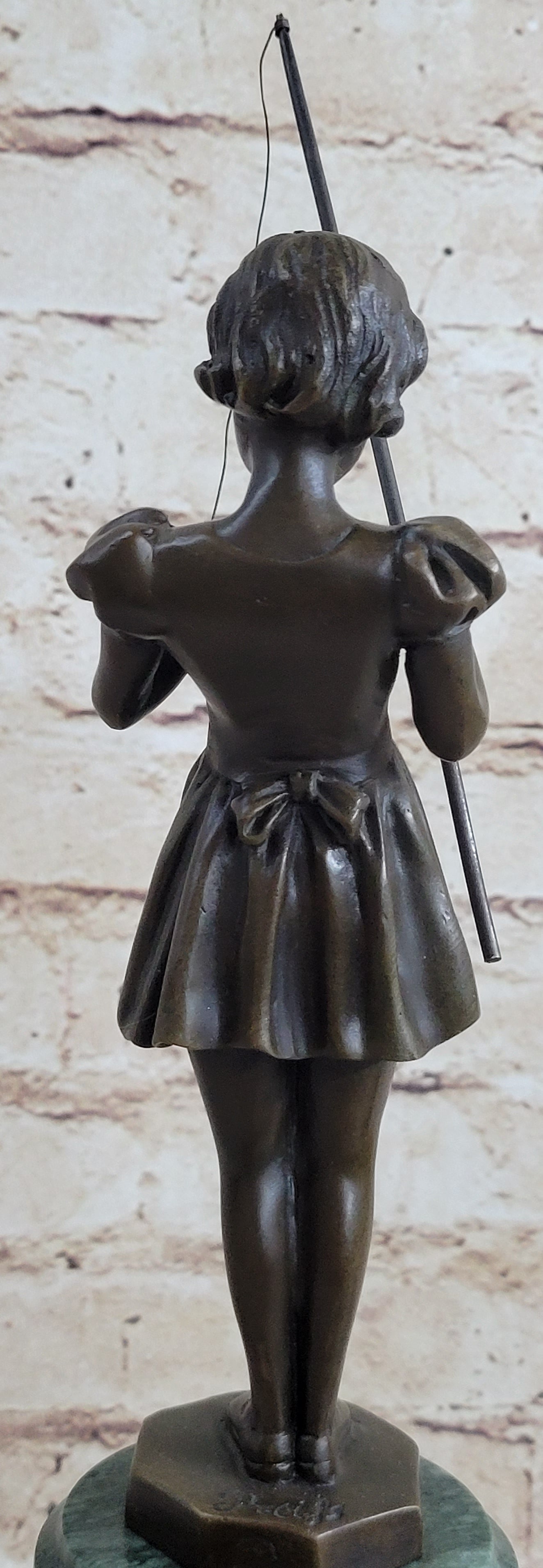 Little Girl Fishing - Bronze Metal Sculpture Art Deco by Preiss