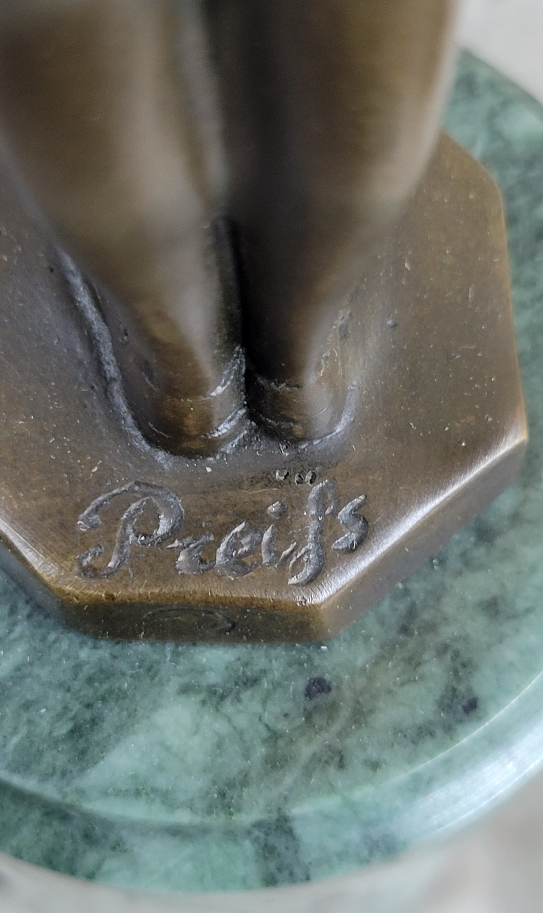 Little Girl Fishing - Bronze Metal Sculpture Art Deco by Preiss