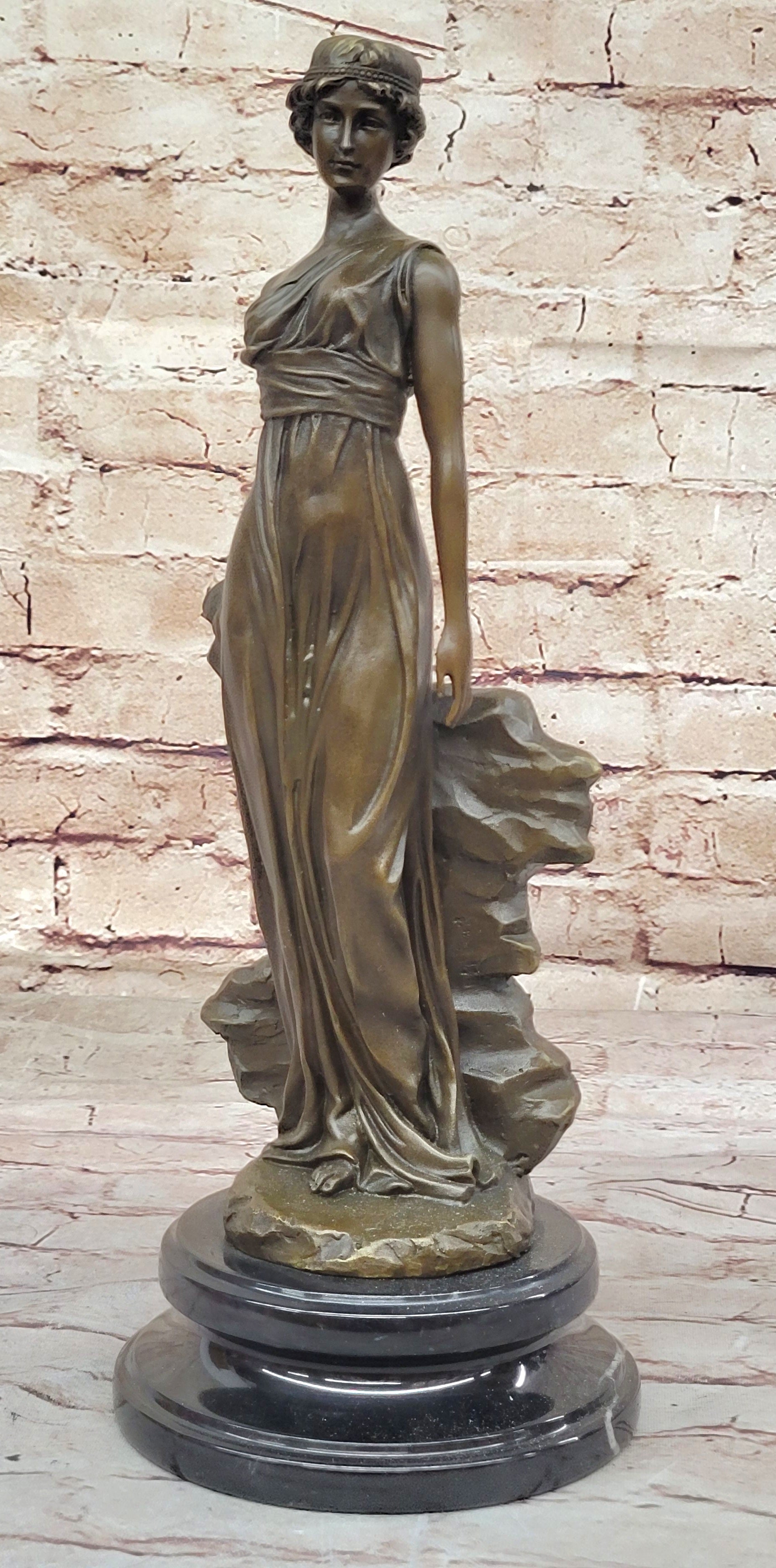 Greek Bronze Marble Art Goddess Wisdom Athena Sculpture