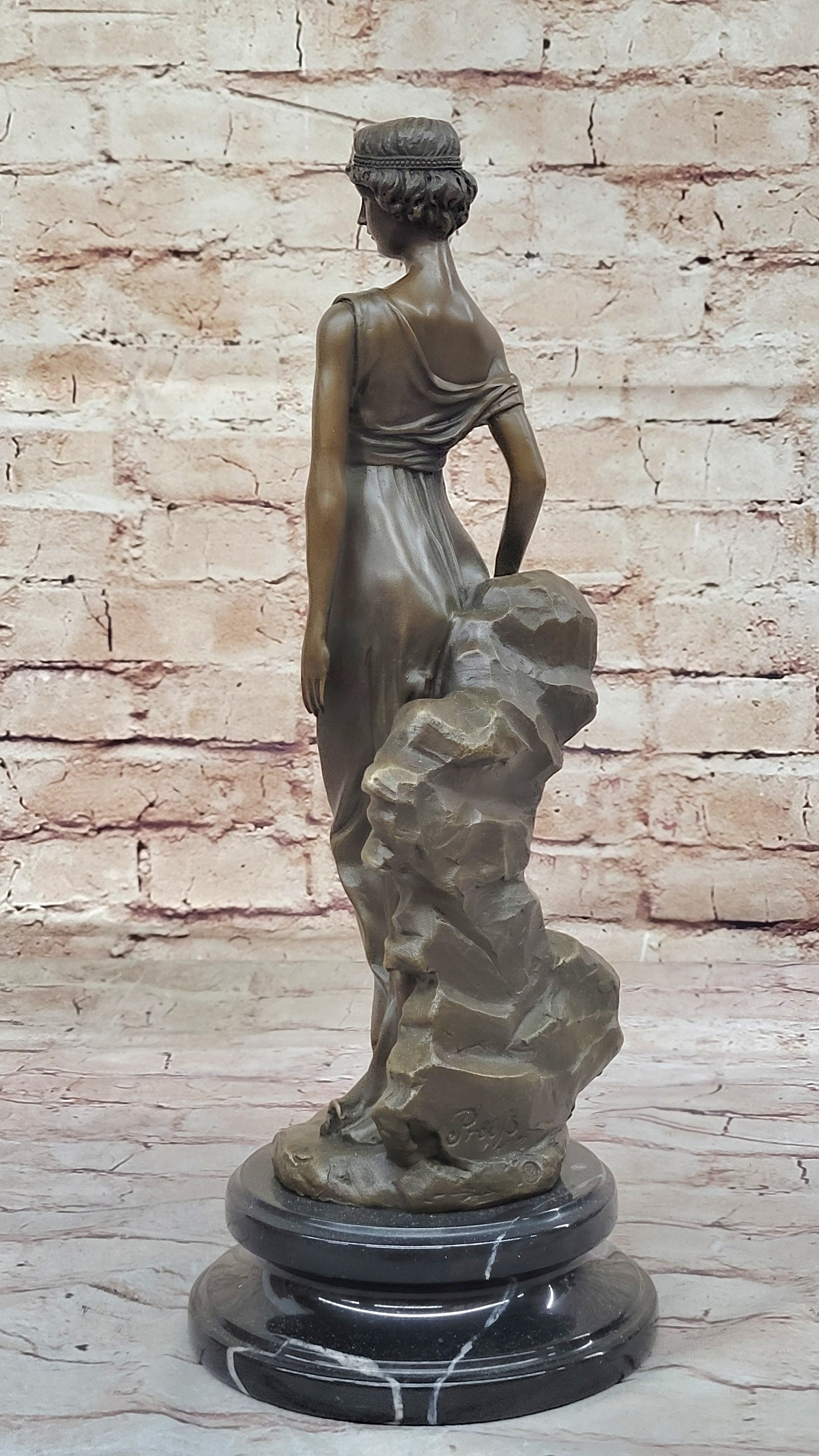 Greek Bronze Marble Art Goddess Wisdom Athena Sculpture