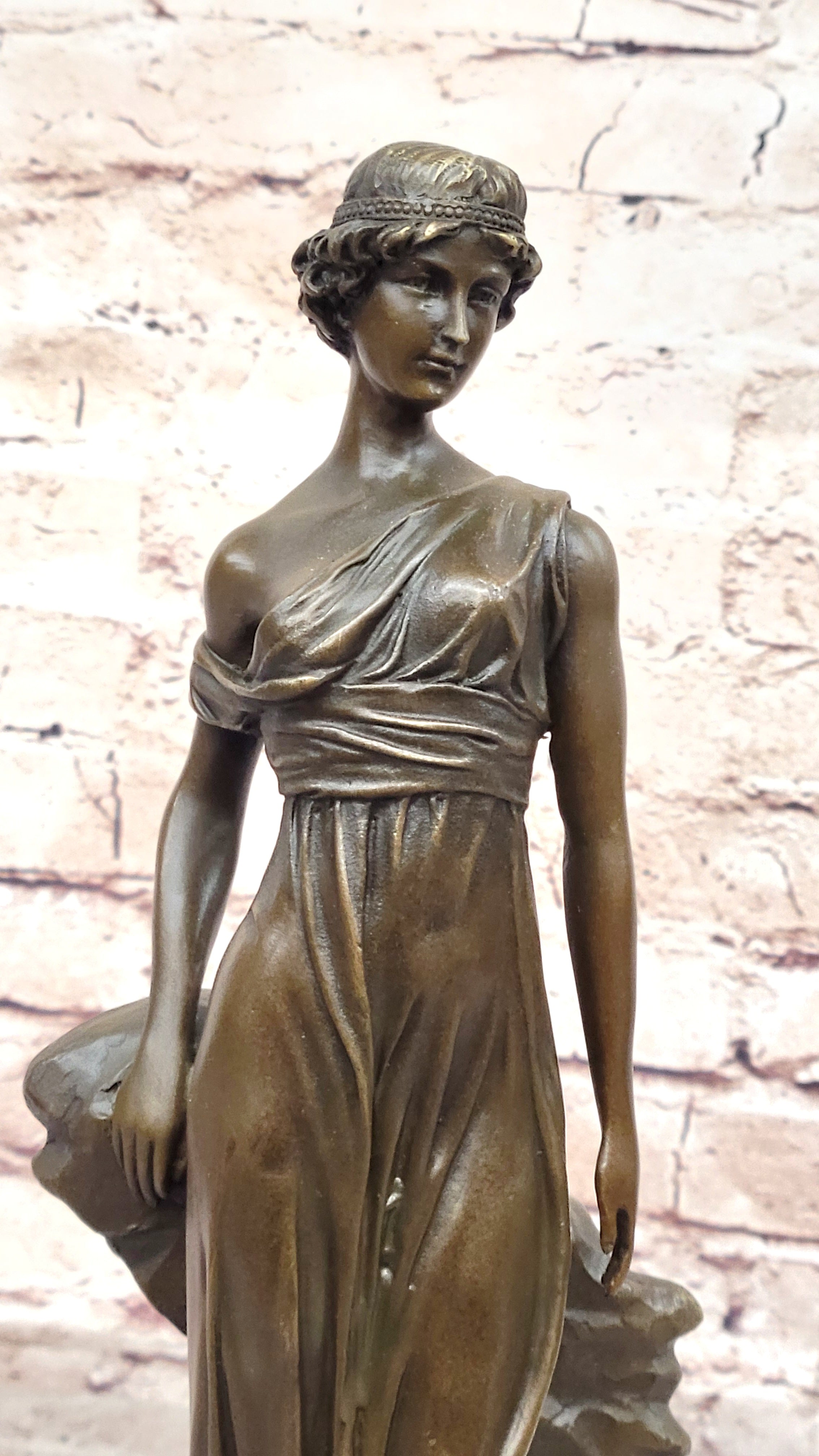 Greek Bronze Marble Art Goddess Wisdom Athena Sculpture