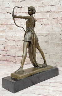 Signed Original Goddess of Hunt Diana Bronze Sculpture