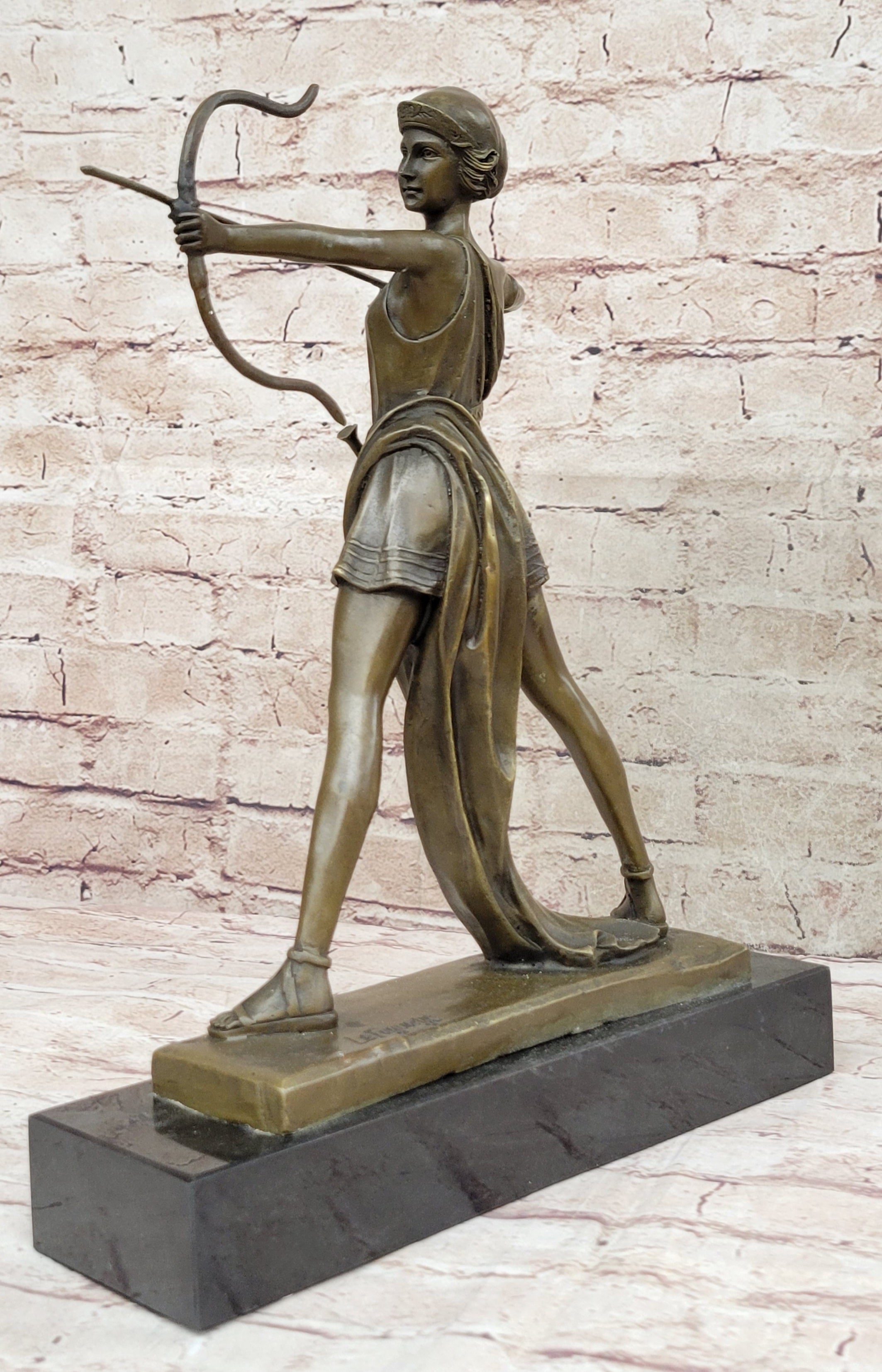 Signed Original Goddess of Hunt Diana Bronze Sculpture