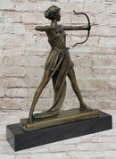 Signed Original Goddess of Hunt Diana Bronze Sculpture
