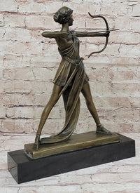 Signed Original Goddess of Hunt Diana Bronze Sculpture