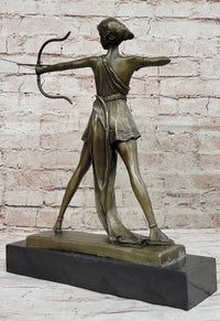 Signed Original Goddess of Hunt Diana Bronze Sculpture