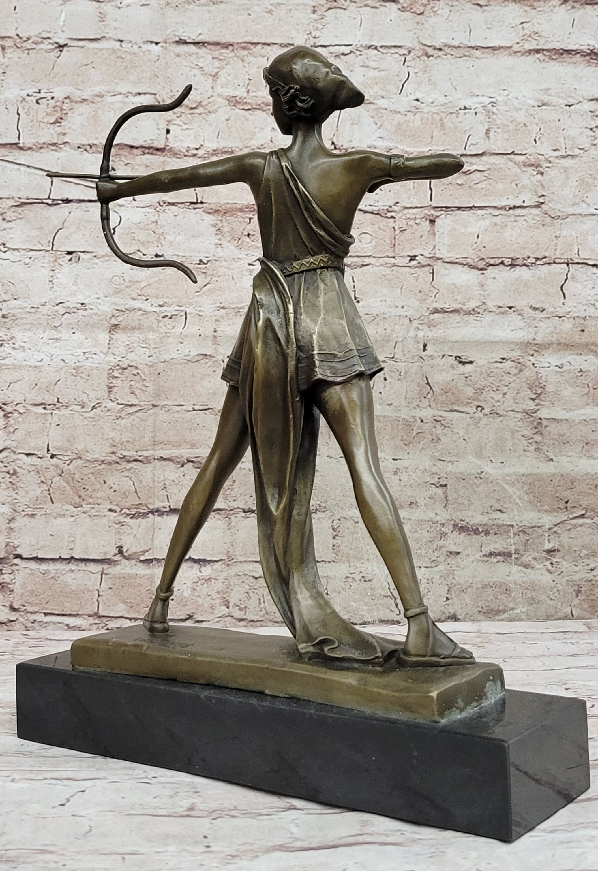Signed Original Goddess of Hunt Diana Bronze Sculpture