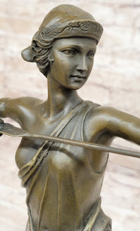 Signed Original Goddess of Hunt Diana Bronze Sculpture