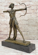Signed Original Goddess of Hunt Diana Bronze Sculpture
