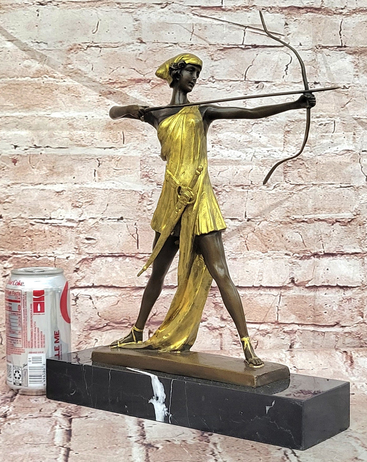Diana the Huntress Gold Patina in Lost Wax Bronze Signed Le Faguays