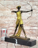 Diana the Huntress Gold Patina in Lost Wax Bronze Signed Le Faguays