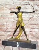 Diana the Huntress Gold Patina in Lost Wax Bronze Signed Le Faguays