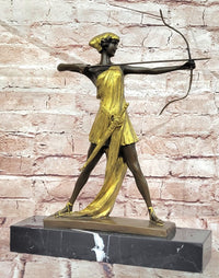 Diana the Huntress Gold Patina in Lost Wax Bronze Signed Le Faguays