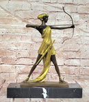 Diana the Huntress Gold Patina in Lost Wax Bronze Signed Le Faguays