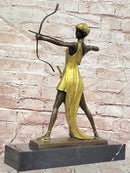 Diana the Huntress Gold Patina in Lost Wax Bronze Signed Le Faguays